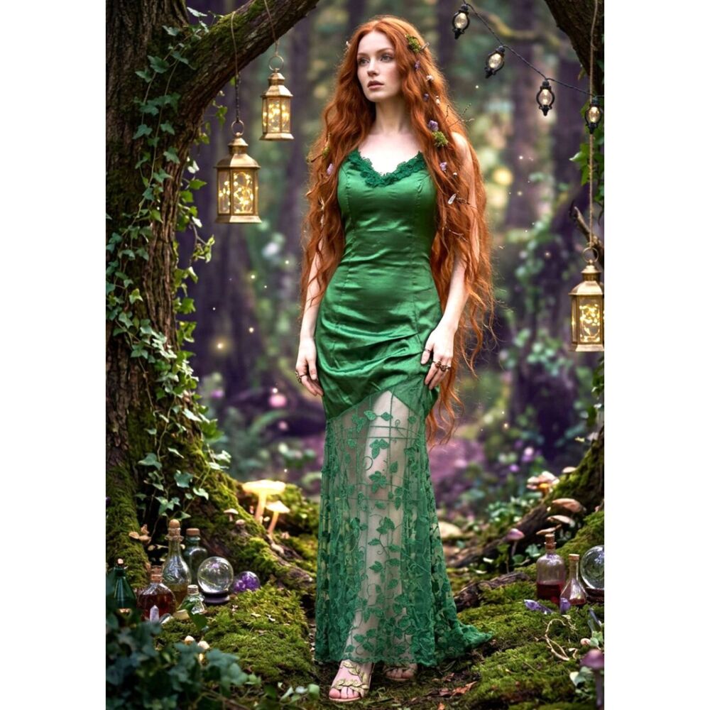 Hot Topic DC Comics Poison Ivy Formal Dress Gown XS Cosplay Halloween Costume XS